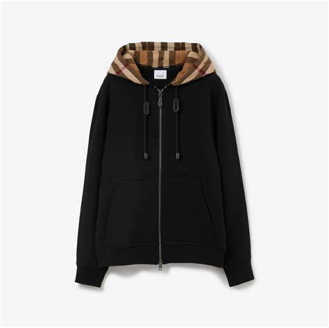 BURBERRY Checked Cotton Blend Hoodie Check Zip Up 